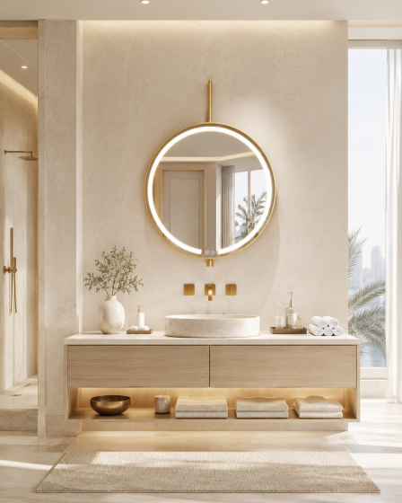 ArcQuay JMY-S0033 700 × 1200 mm Brushed Titanium stainless steel LED mirror
