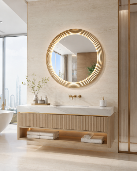 ArcQuay JMY-S0034 800/900 mm Brushed Titanium stainless steel LED mirror