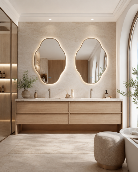 ArcQuay JMY-S0035 600 × 900 mm Brushed Titanium stainless steel LED mirror