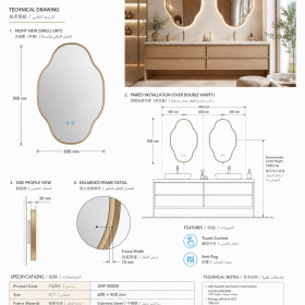 ArcQuay JMY-S0035 Stainless Steel LED Smart Mirror — product view 4