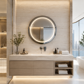 ArcQuay JMY-S0037 600 × 600 mm Gun Metal Grey stainless steel LED mirror