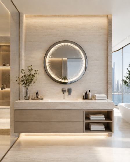 ArcQuay JMY-S0037 600 × 600 mm Gun Metal Grey stainless steel LED mirror