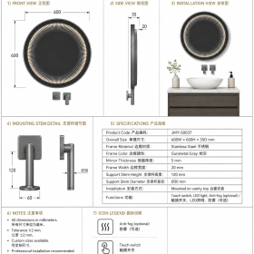 ArcQuay JMY-S0037 Stainless Steel LED Smart Mirror — product view 6