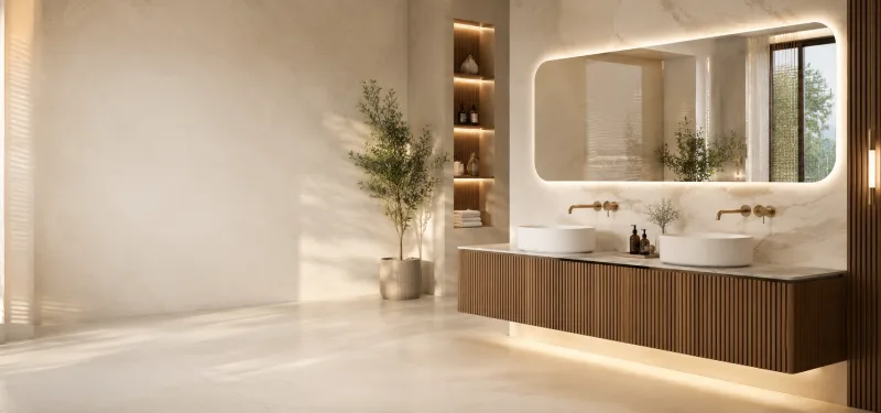 Bathroom vanities and illuminated mirrors for UAE hotel and villa projects