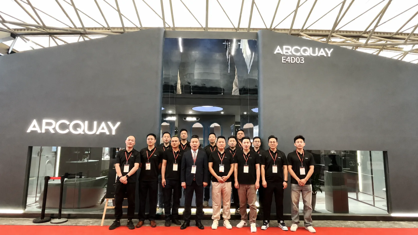 ArcQuay team presenting bathroom products at a trade exhibition