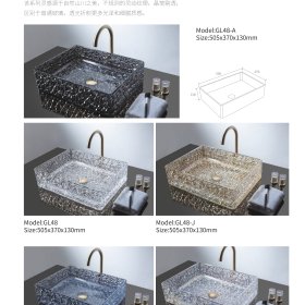 ArcQuay Glacier Series GL48 crystal glass vessel basin variants