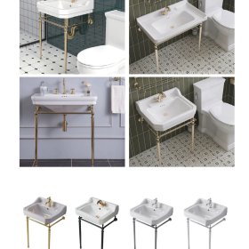 ArcQuay Z6001 ceramic basin and metal stand finish variants