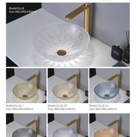 ArcQuay Flowing Light Series GL18 crystal glass vessel basin variants